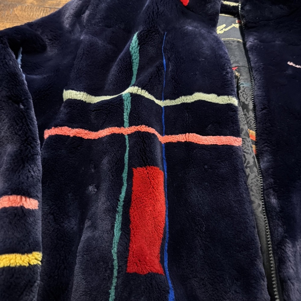 Zuki Saks Fifth Avenue Sheared Beaver Fur Jacket with Abstract Design Size XL - Picture 4 of 16